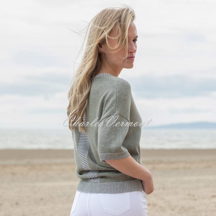 Marble V-Neck Sweater - Style 7884-123 (Khaki)