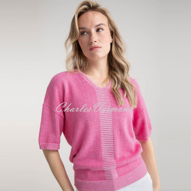 Marble V-Neck Sweater - Style 7884-194 (Pink)