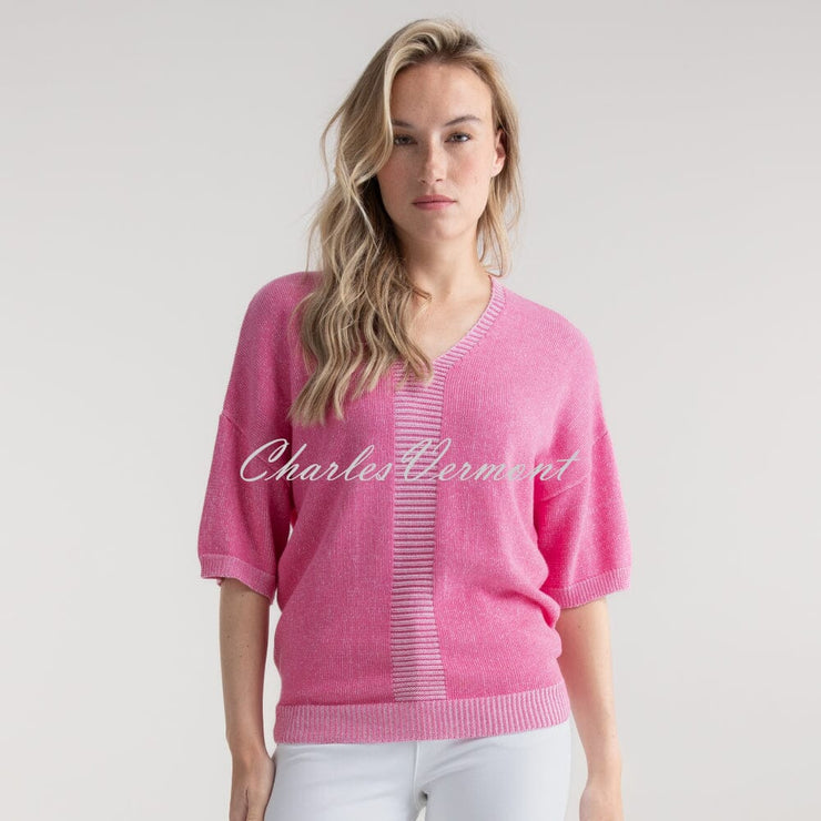 Marble V-Neck Sweater - Style 7884-194 (Pink)