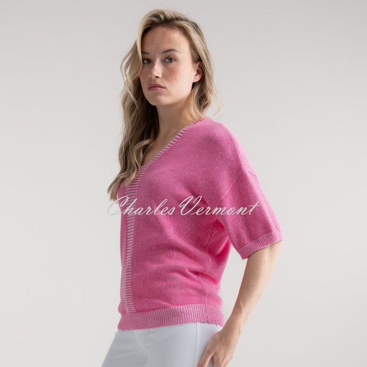 Marble V-Neck Sweater - Style 7884-194 (Pink)