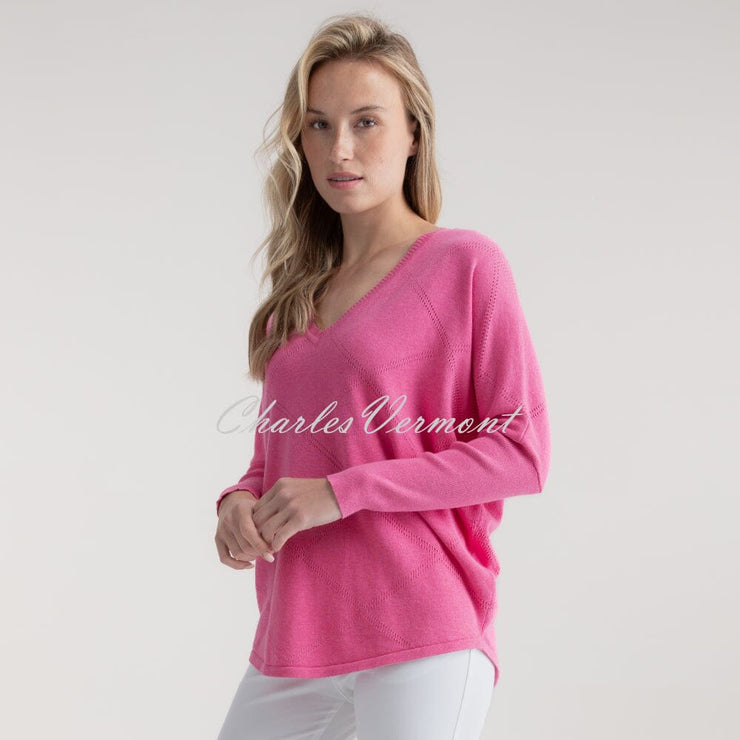 Marble Sweater With Pointelle Pattern - Style 7893-194 (Pink)