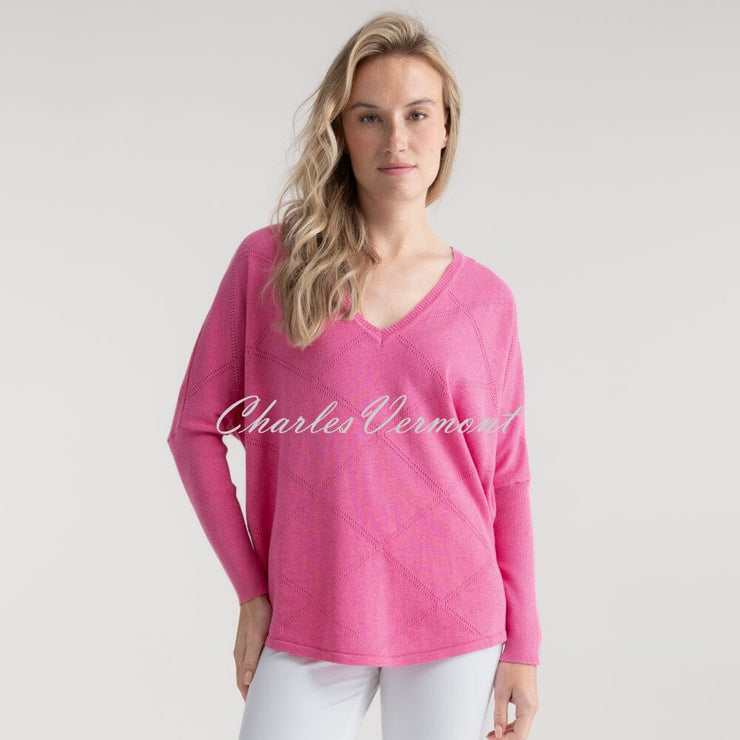 Marble Sweater With Pointelle Pattern - Style 7893-194 (Pink)