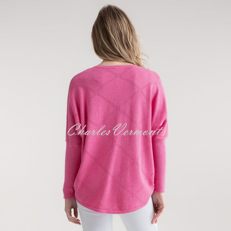 Marble Sweater With Pointelle Pattern - Style 7893-194 (Pink)