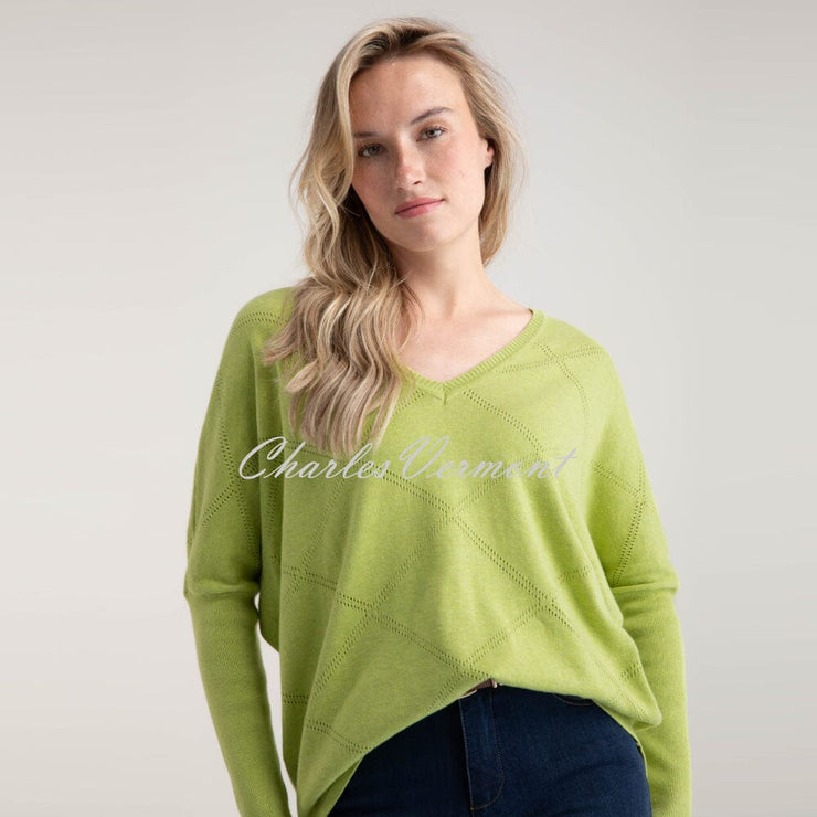 Marble Sweater With Pointelle Pattern - Style 7893-227 (Lime)