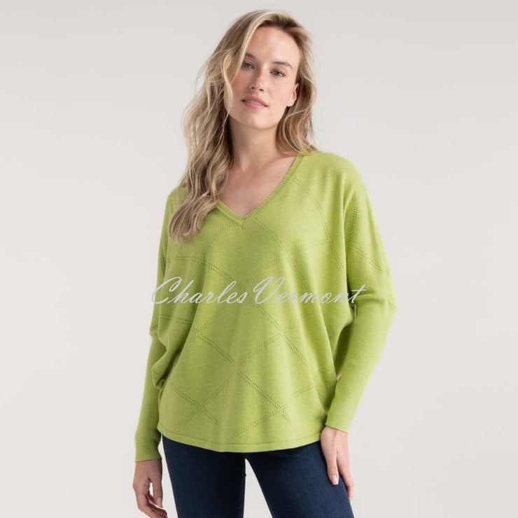 Marble Sweater With Pointelle Pattern - Style 7893-227 (Lime)