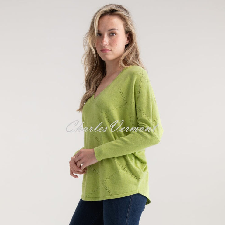 Marble Sweater With Pointelle Pattern - Style 7893-227 (Lime)