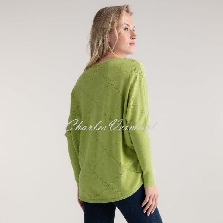 Marble Sweater With Pointelle Pattern - Style 7893-227 (Lime)