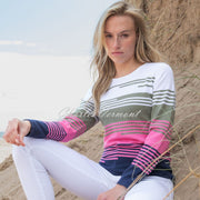 Marble Striped Sweater - Style 7894-123 (Khaki / Pink / Multi)