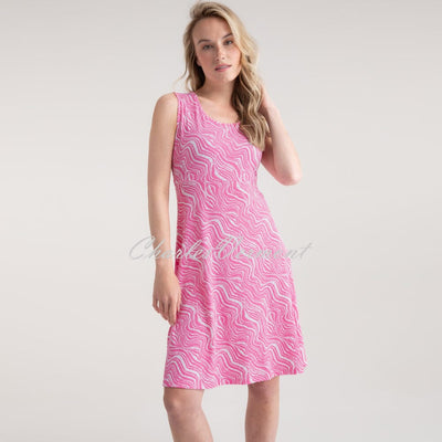 Marble Abstract Print Sleeveless Dress - Style 7923-194 (Pink / White)