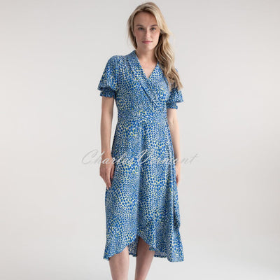 Marble Abstract Print Wrap Dress - Style 7927-153 (Cobalt / Multi)