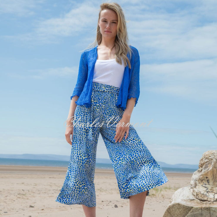 Marble Abstract Print Culotte Trouser - Style 7943-153 (Cobalt)