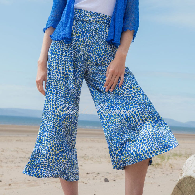 Marble Abstract Print Culotte Trouser - Style 7943-153 (Cobalt)