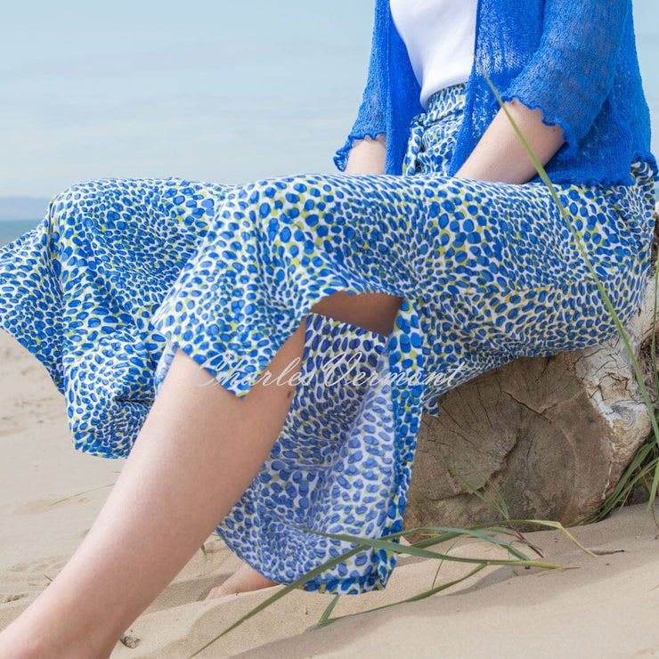 Marble Abstract Print Culotte Trouser - Style 7943-153 (Cobalt)
