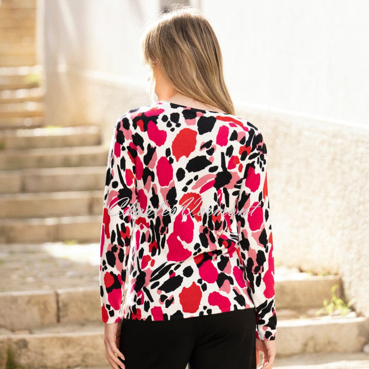 Marble Printed Sweater - Style 7994-126 (Fuchsia / Multi)
