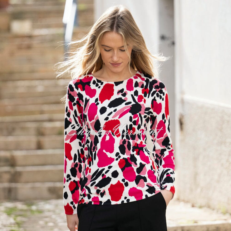 Marble Printed Sweater - Style 7994-126 (Fuchsia / Multi)