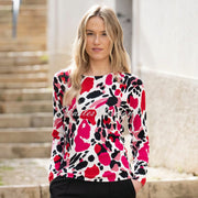 Marble Printed Sweater - Style 7994-126 (Fuchsia / Multi)
