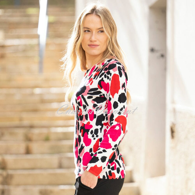 Marble Printed Sweater - Style 7994-126 (Fuchsia / Multi)