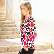 Marble Printed Sweater - Style 7994-126 (Fuchsia / Multi)