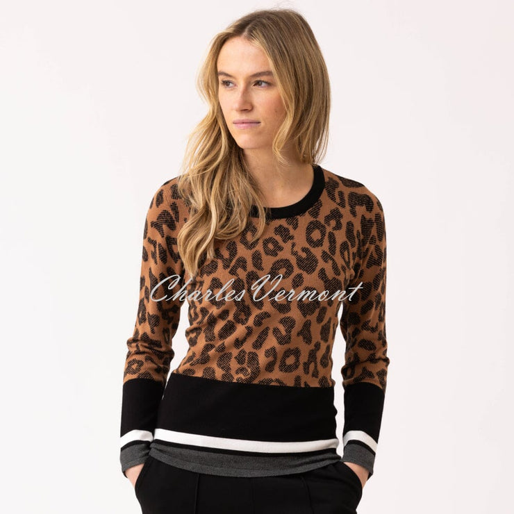 Marble Animal Print Sweater - Style 7997-208 (Tobacco / Black)