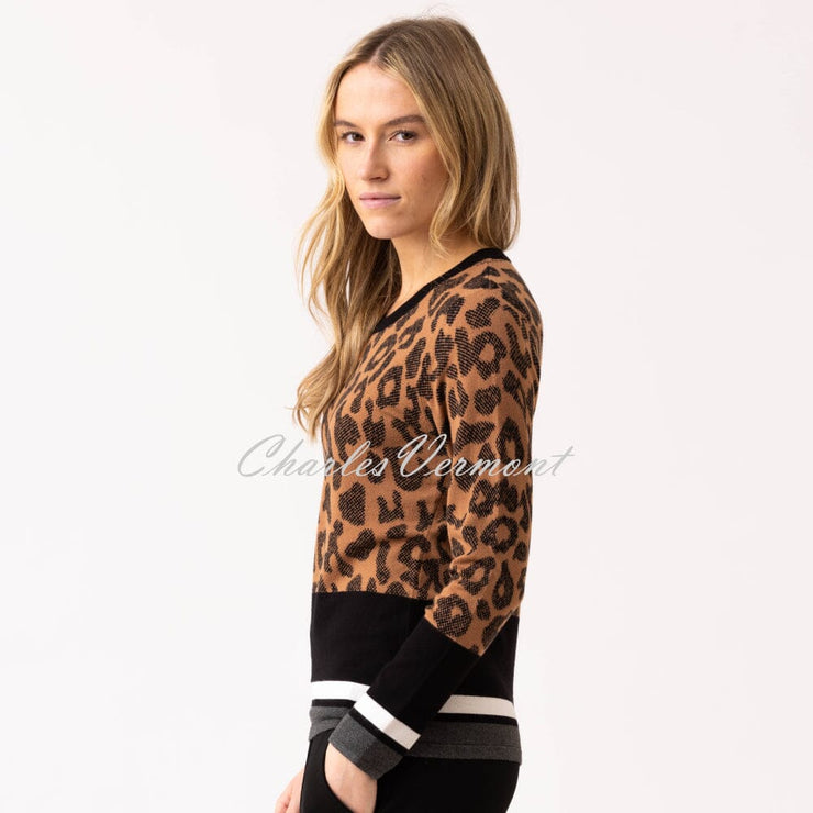Marble Animal Print Sweater - Style 7997-208 (Tobacco / Black)