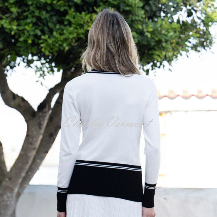 Marble Contrast Trim Sweater - Style 8003-104 (Ivory / Black)