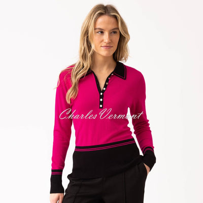 Marble Contrast Trim Sweater - Style 8003-126 (Fuchsia / Black)