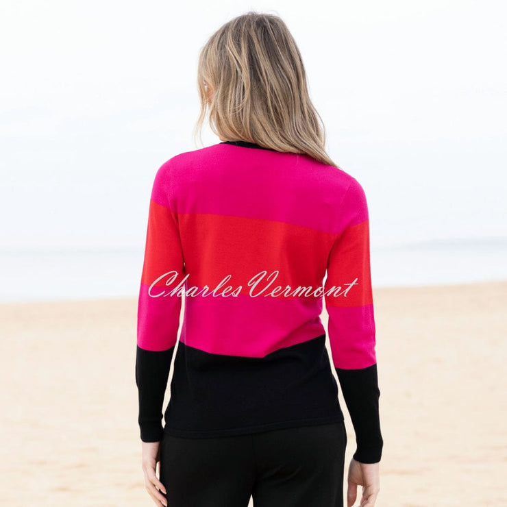Marble Striped Sweater - Style 8009-109 (Red / Fuchsia / Black)