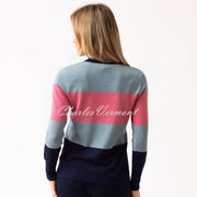 Marble Striped Sweater - Style 8009-230 (Rose / Seafoam / Navy)