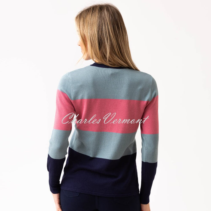 Marble Striped Sweater - Style 8009-230 (Rose / Seafoam / Navy)