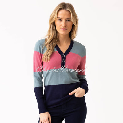 Marble Striped Sweater - Style 8009-230 (Rose / Seafoam / Navy)