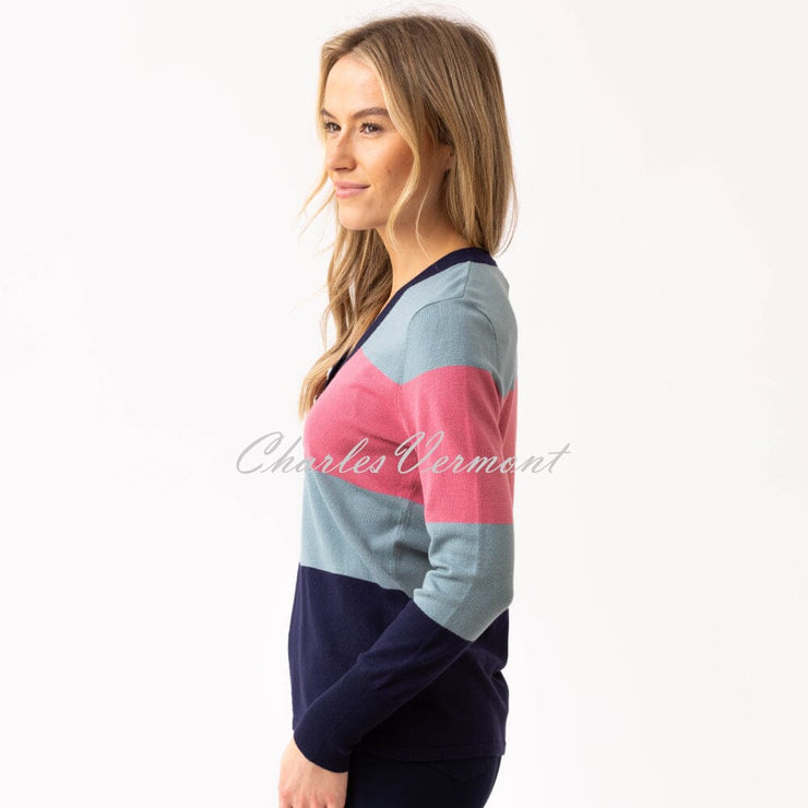 Marble Striped Sweater - Style 8009-230 (Rose / Seafoam / Navy)