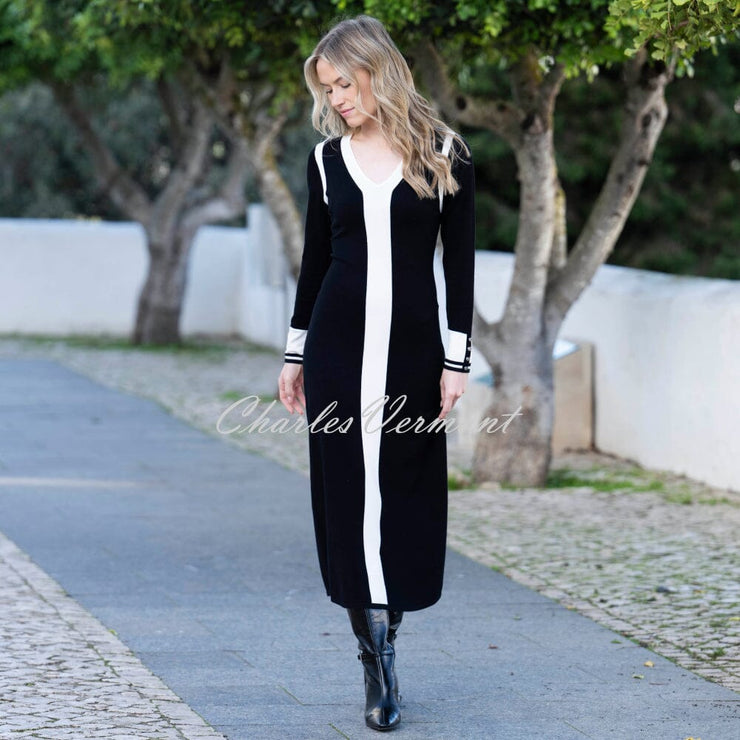 Marble V-Neck Colour Block Dress - Style 8019-101