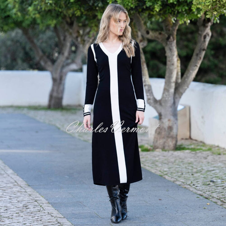 Marble V-Neck Colour Block Dress - Style 8019-101