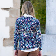 Marble Abstract Print V-Neck Sweater - Style 8021-223 (Seafoam / Multi)