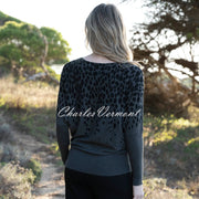 Marble Abstract Print Sweater - Style 8022-105 (Charcoal / Black)