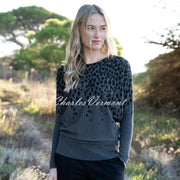Marble Abstract Print Sweater - Style 8022-105 (Charcoal / Black)