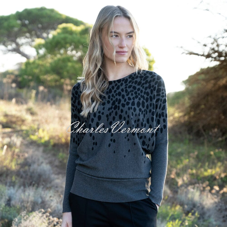 Marble Abstract Print Sweater - Style 8022-105 (Charcoal / Black)