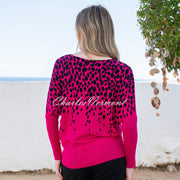 Marble Abstract Print Sweater - Style 8022-126 (Fuchsia / Black)