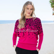 Marble Abstract Print Sweater - Style 8022-126 (Fuchsia / Black)
