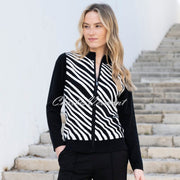 Marble Zip Cardigan Jacket - Style 8034-101 (Black / White)