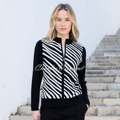 Marble Zip Cardigan Jacket - Style 8034-101 (Black / White)
