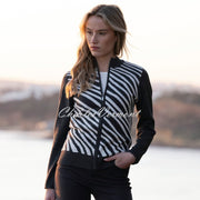 Marble Zip Cardigan Jacket - Style 8034-105 (Charcoal / White)