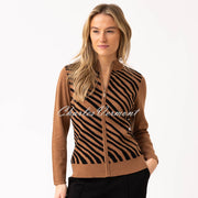 Marble Zip Cardigan Jacket - Style 8034-208 (Tobacco / Black)