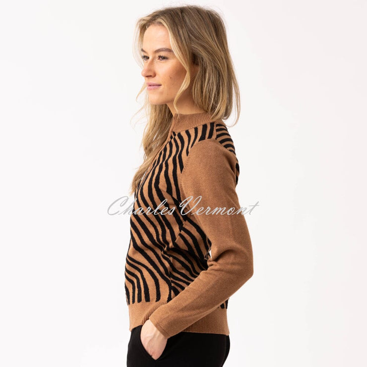Marble Zip Cardigan Jacket - Style 8034-208 (Tobacco / Black)