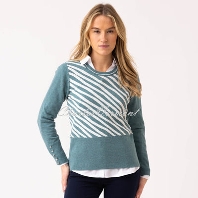 Marble Diagonal Stripe Sweater - Style 8041-223 (Seafoam)