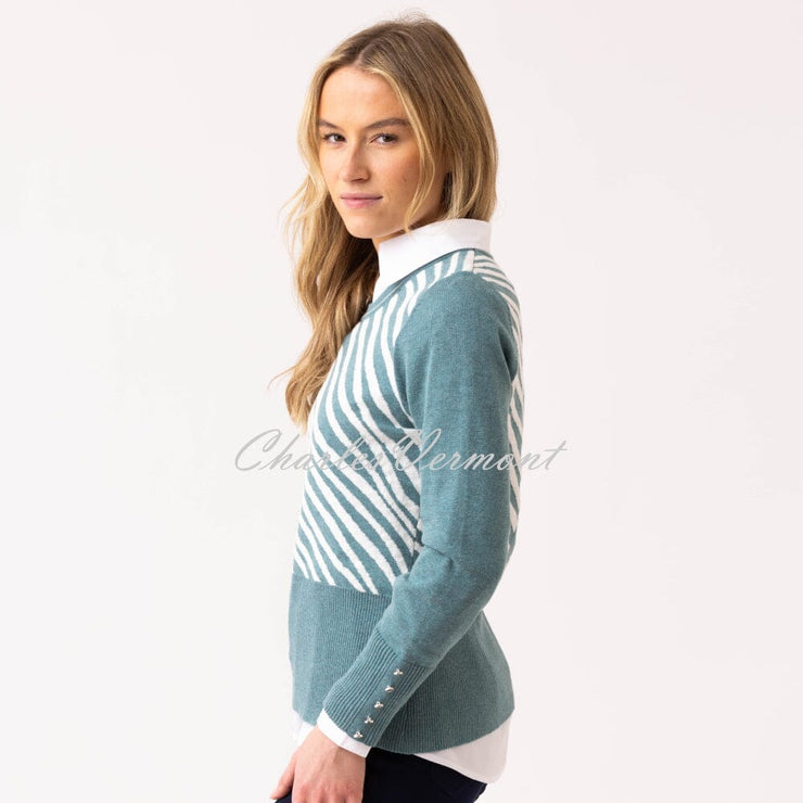 Marble Diagonal Stripe Sweater - Style 8041-223 (Seafoam)