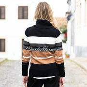 Marble Striped Cowl Neck Sweater - Style 8051-208 (Tobacco / Multi)