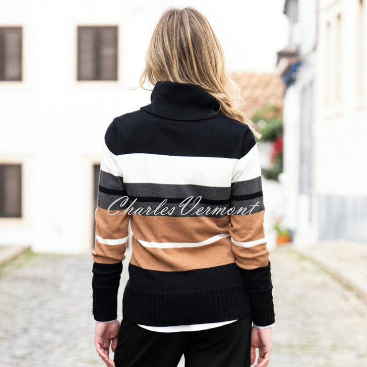 Marble Striped Cowl Neck Sweater - Style 8051-208 (Tobacco / Multi)