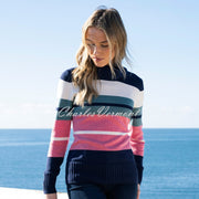 Marble Striped Cowl Neck Sweater - Style 8051-230 (Rose / Multi)
