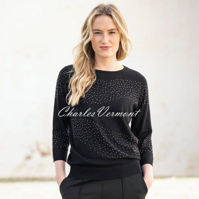 Marble Rhinestone Sweater - Style 8052-101 (Black)
